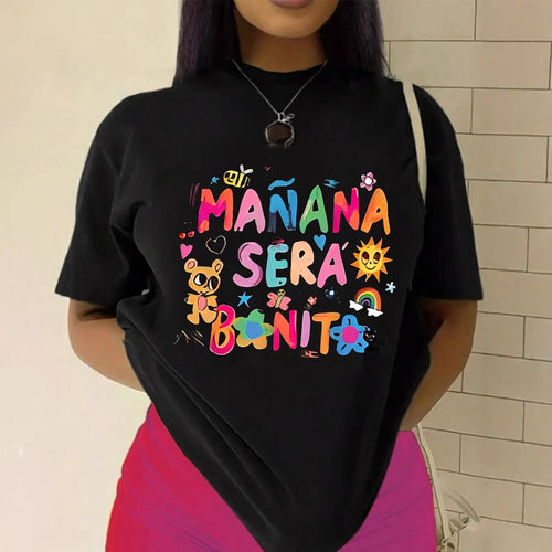Dame T-shirt med kreativ grafisk design og inspirerende citat Skovae