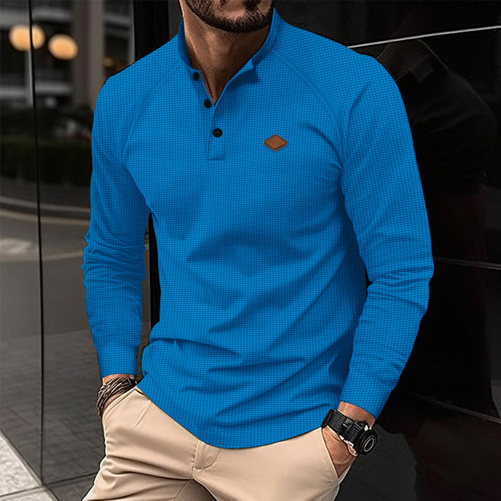 Herrer Langærmet Polo T-shirt med moderne strikkemønster Stilla