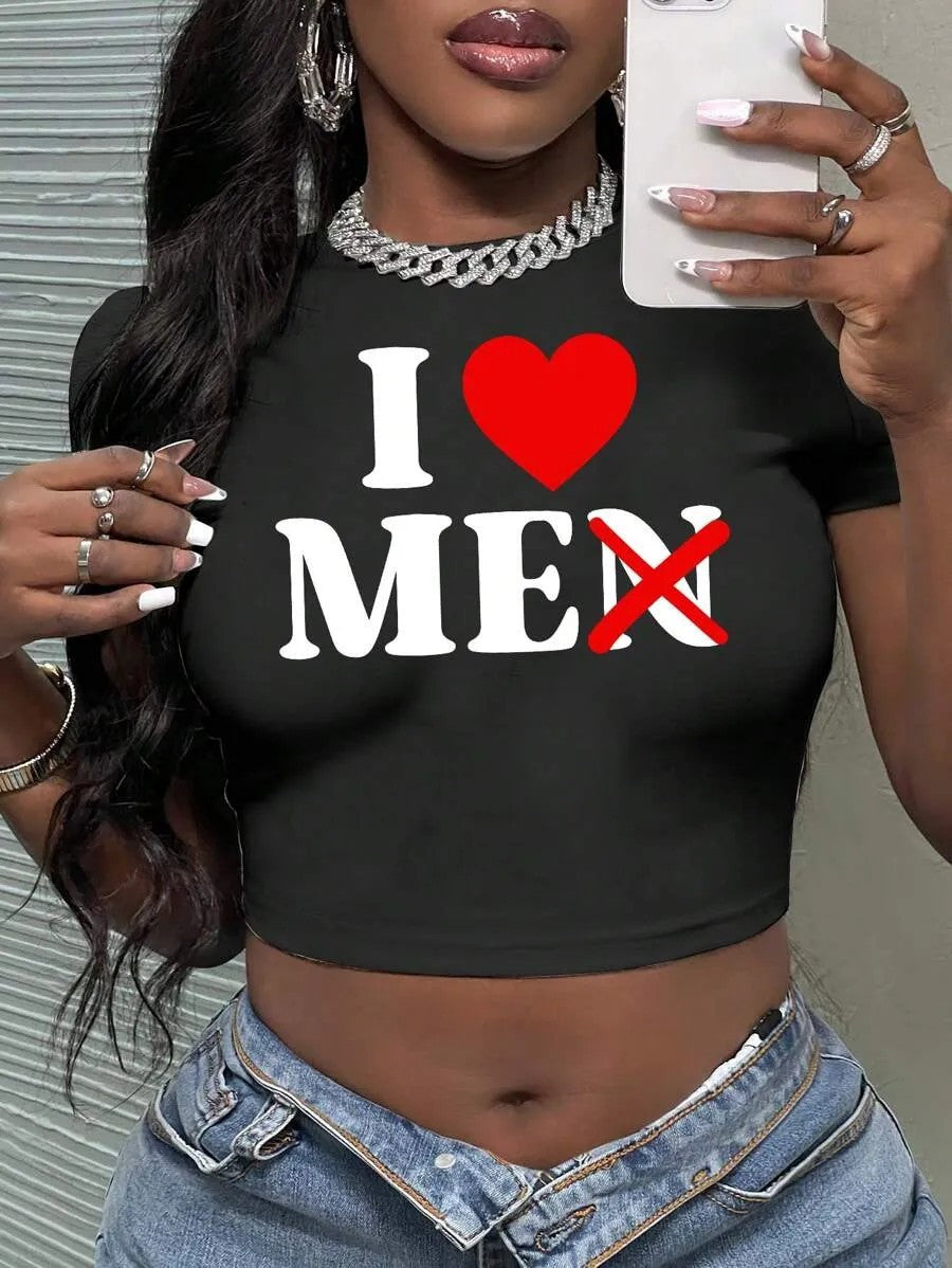 Dame Crop-Top med kunstnerisk statement-tryk Skovae