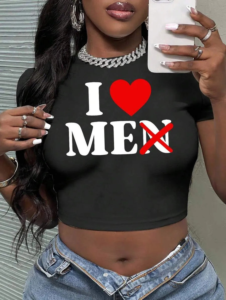 Dame Crop-Top med kunstnerisk statement-tryk Skovae