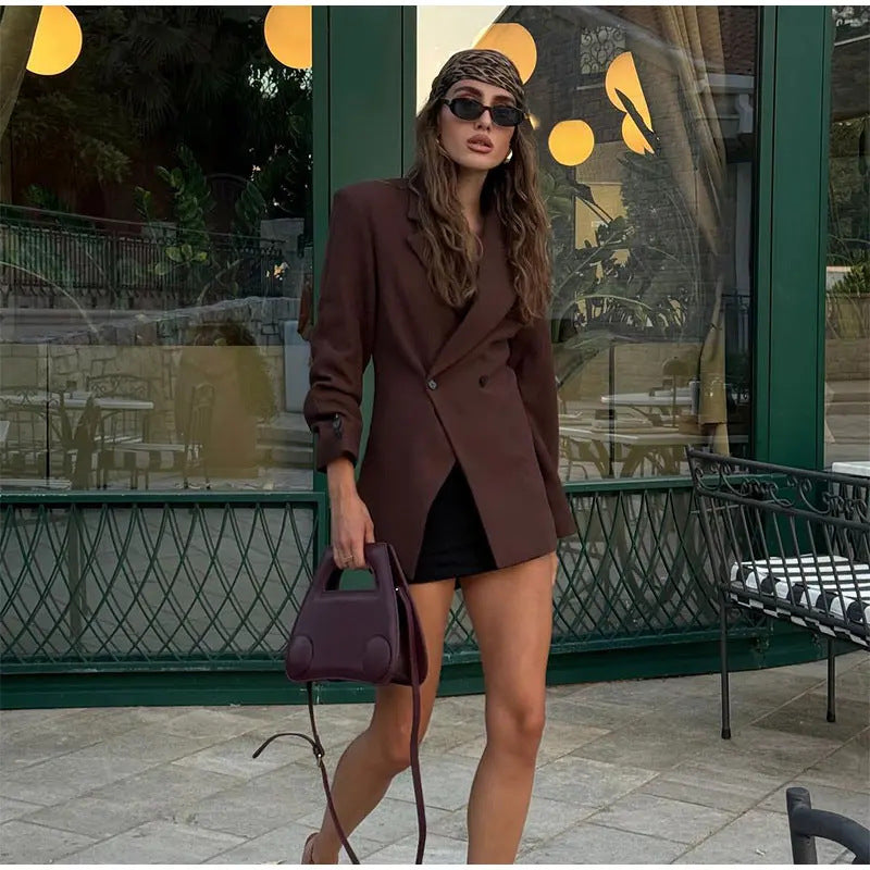 Kvinders trendy oversized blazer med dobbelt knaplukning Stilla