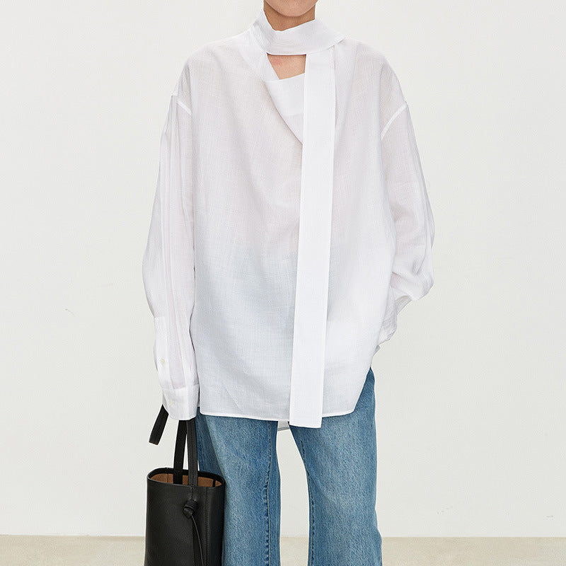 Dame elegant off-shoulder bluse med raffineret krave Stilla