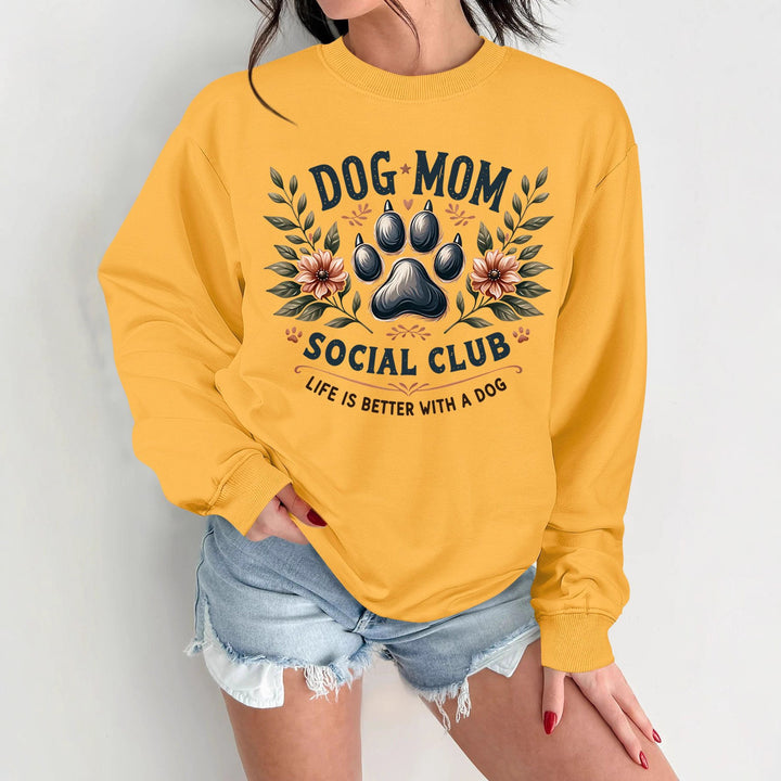 Kvindernes sweatshirt med trendy hundemotiv og forbedret print Stilla