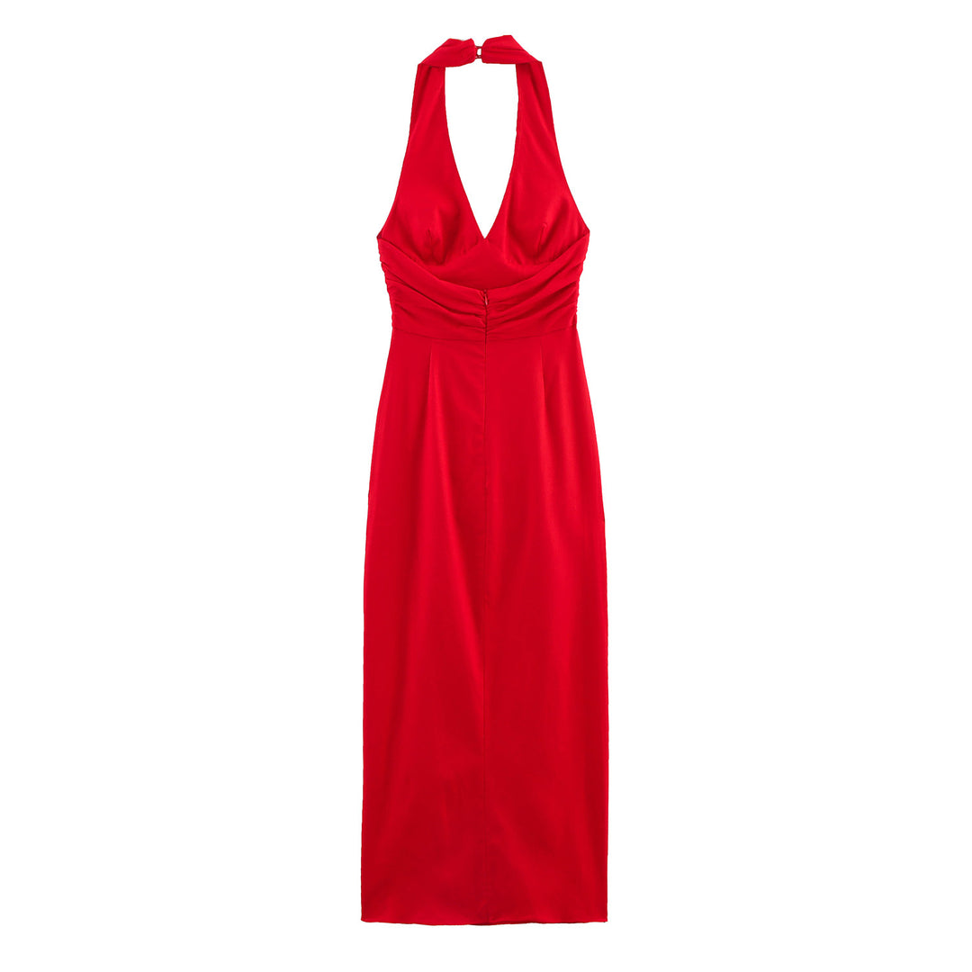 Femme Halter Neck Raffung Maxi Kjole Stilla