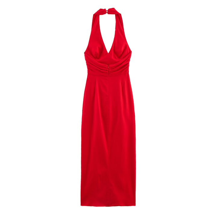 Femme Halter Neck Raffung Maxi Kjole Stilla