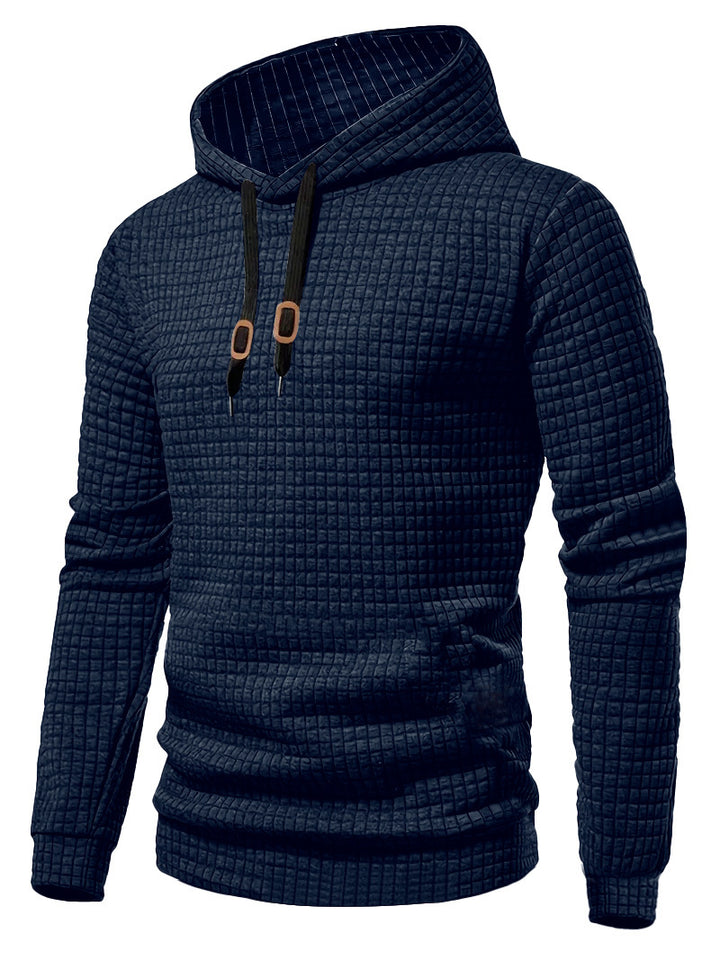Herre nan quiltet hoodie med rektangulær quiltning, snøring og ribstrikkede manchetter Skovae