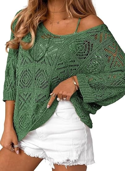 Dame strikpullover med åbent skulderdesign Stilla