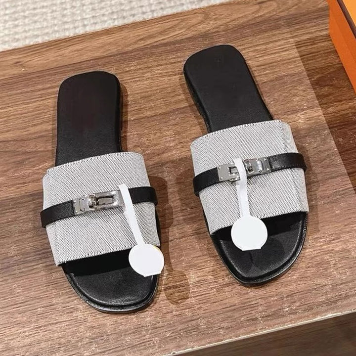 Herre Luksuriøse Læder Slide Sandaler med justerbar Rem Stilla