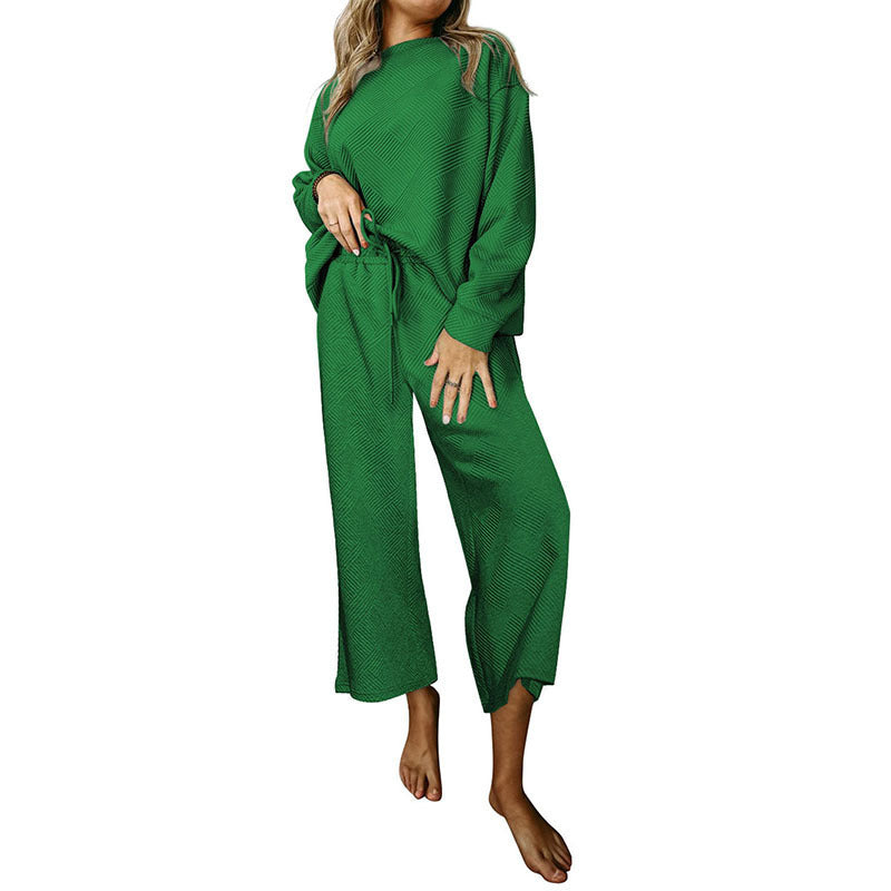 Dame Lækker Sæt med langærmet Overdel og bred Bukse Snit Stiila