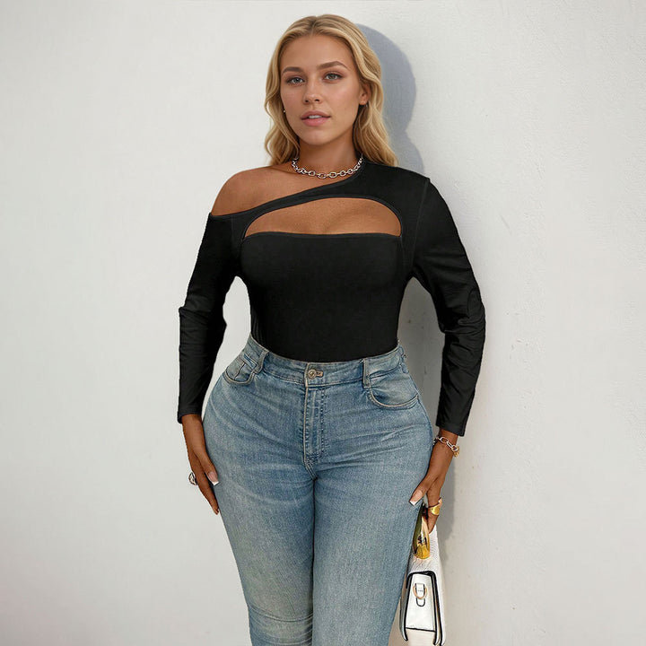 Dame Body med asymmetrisk cut-out og lange ærmer Skovae