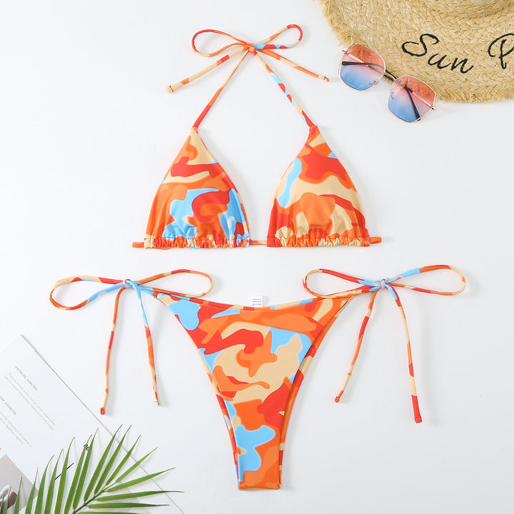 Dame Bikini-sæt med justerbare stropper og moderne camouflage-design Stilla