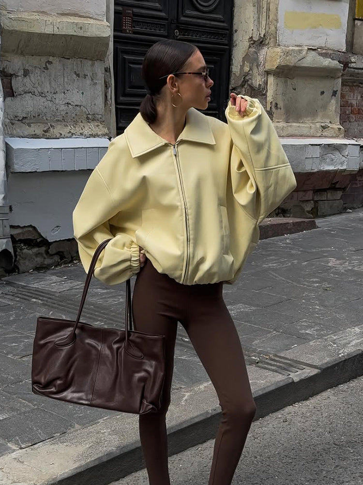 Dame Oversized Sweatjacke med moderne Ståkrave Stilla
