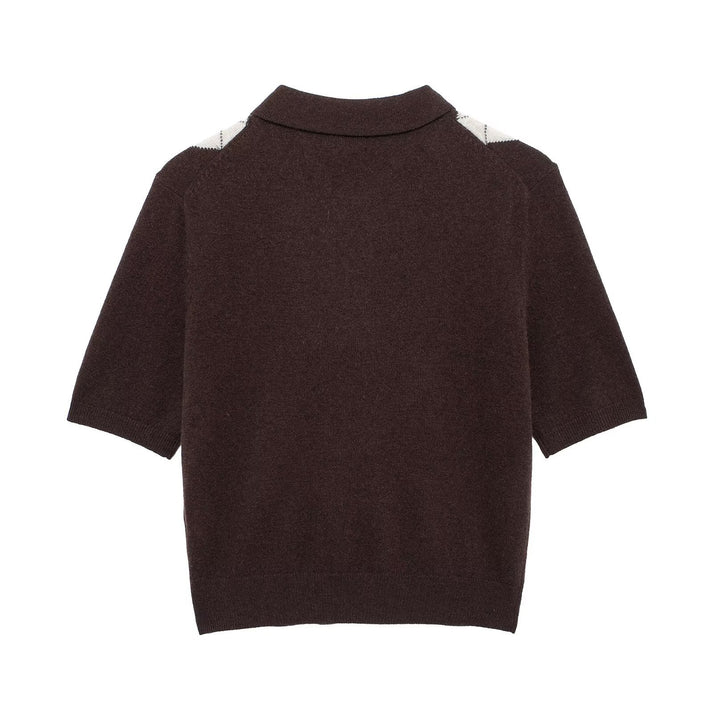 Femme Korte ærmer Argyle Strik Polo-Shirt Stilla