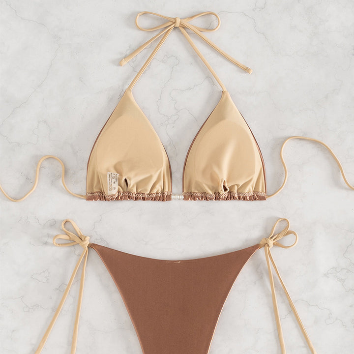 Dame Bikini-sæt med justerbare stropper og elegant flæsedesign Skovae