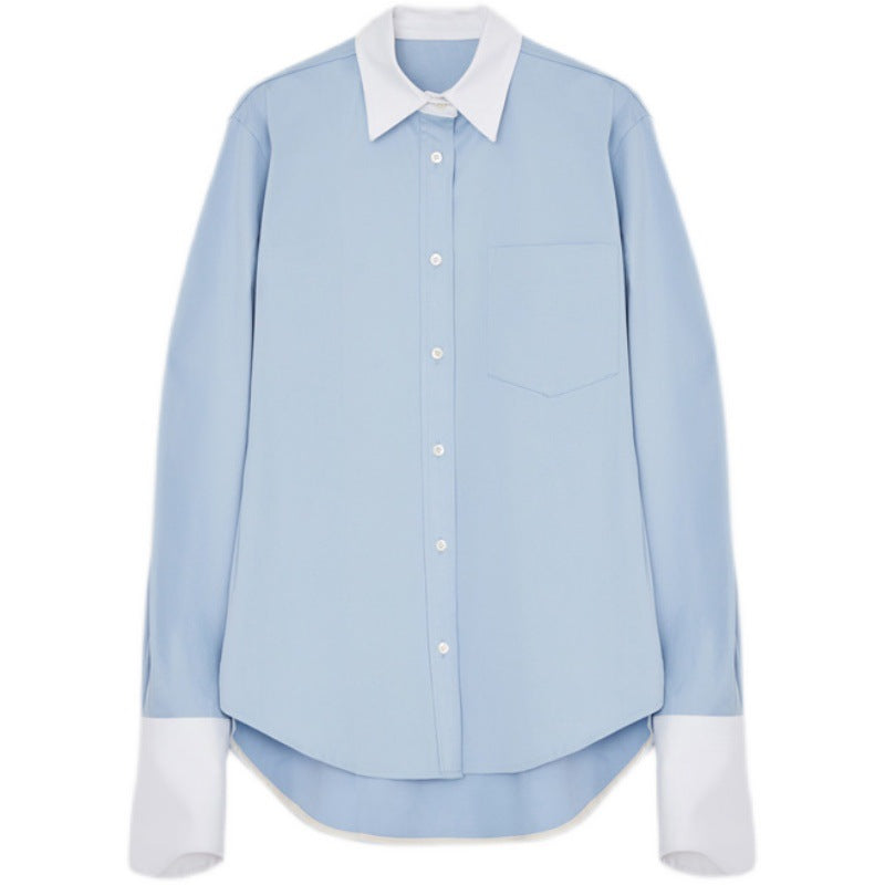 Damer elegant skjorte bluse med moderne snit og kontrastdetaljer Stilla