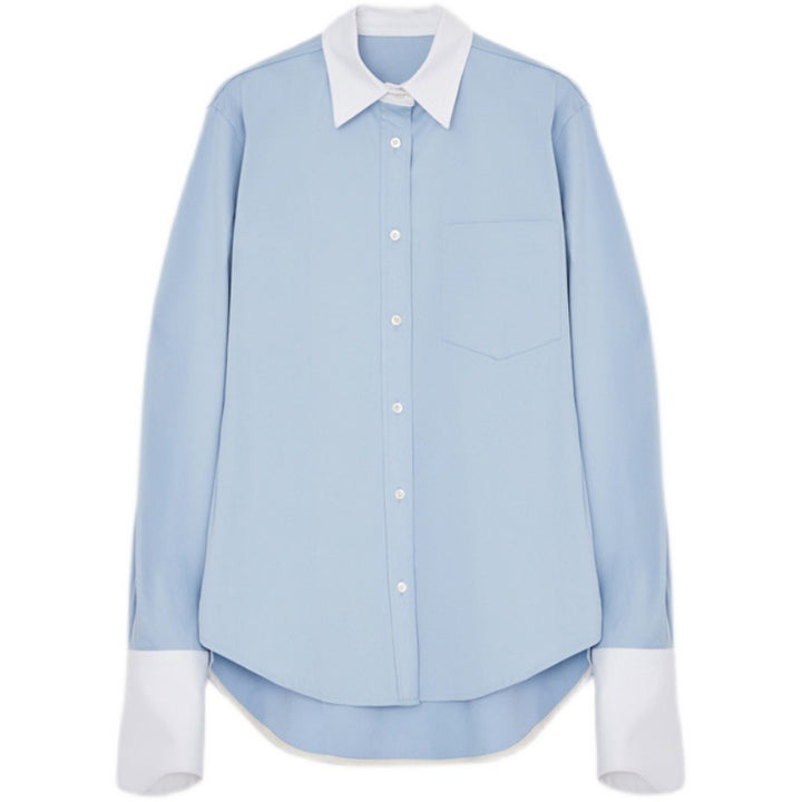 Damer elegant skjorte bluse med moderne snit og kontrastdetaljer Stilla
