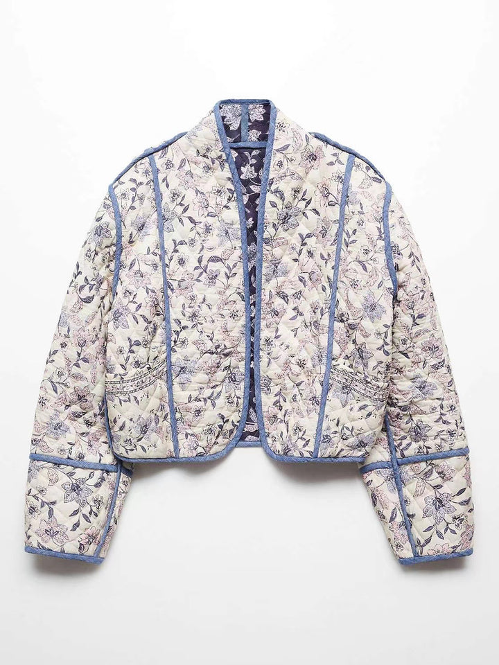Dame quiltet blousonjakke med blomstermønster og moderne accenter Stilla