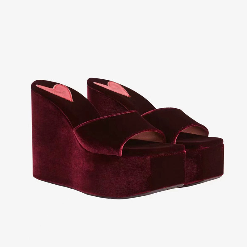 Femme Luksuriøse Samt Platform Slide Sandaler Stilla