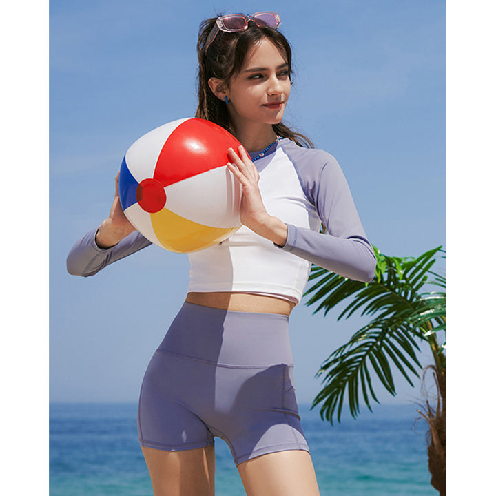 Dame Sport Crop-Top med langærmet og åndbart materiale Stilla