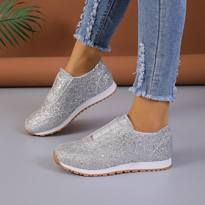 Dame Glitrende Slip-On Sneakers med komfortabel sål og åndbar struktur Stilla