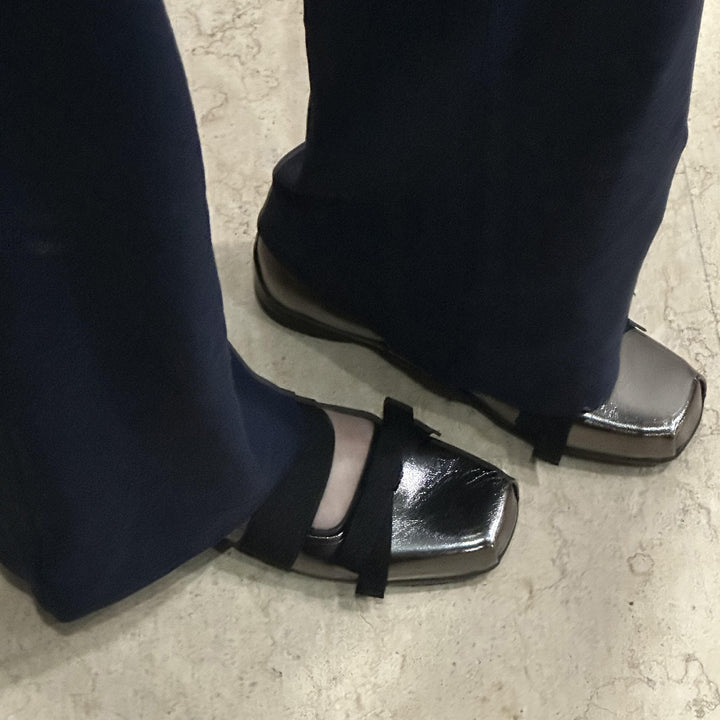 Dame Chunky Metal Tå Slip-On Sandaler Stilla