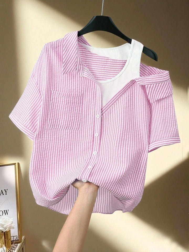 Dame casual bluse med moderne snit og asymmetrisk design Skovae