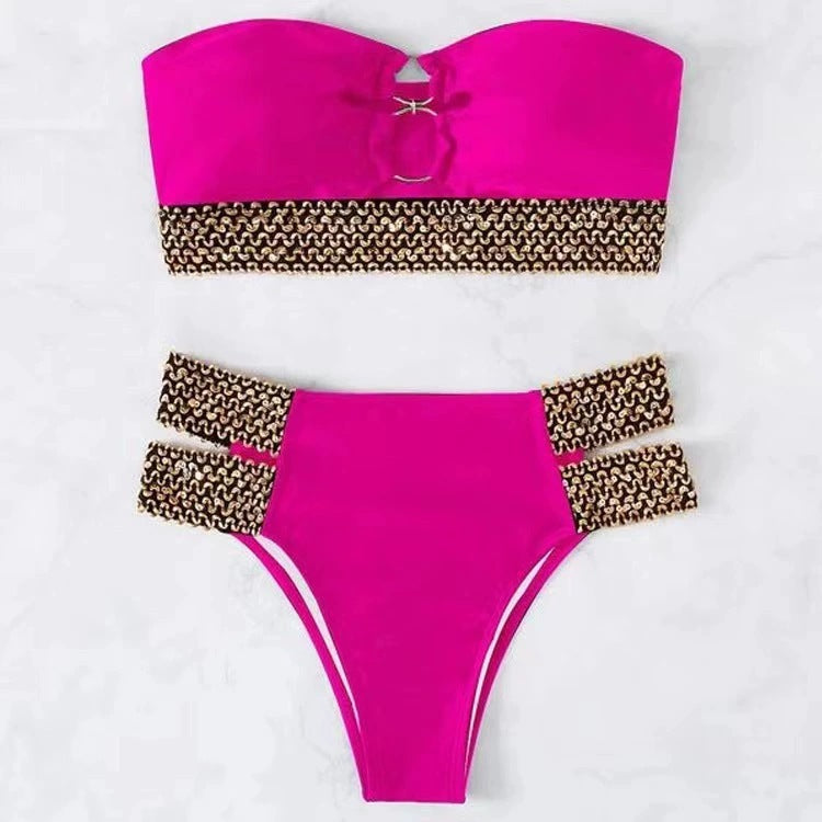 Dame Strapless Høj Talje Bikini Sæt Stilla 1750839995