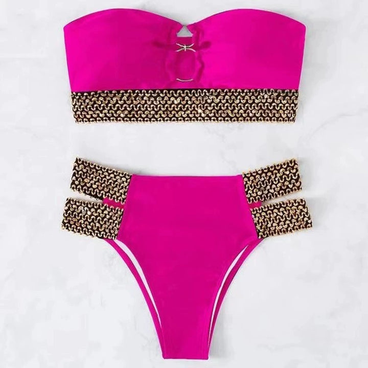 Dame Strapless Høj Talje Bikini Sæt Stilla 1750839995