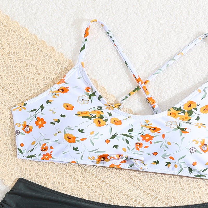 Dame Blomster Crop Bikini Sæt Stilla