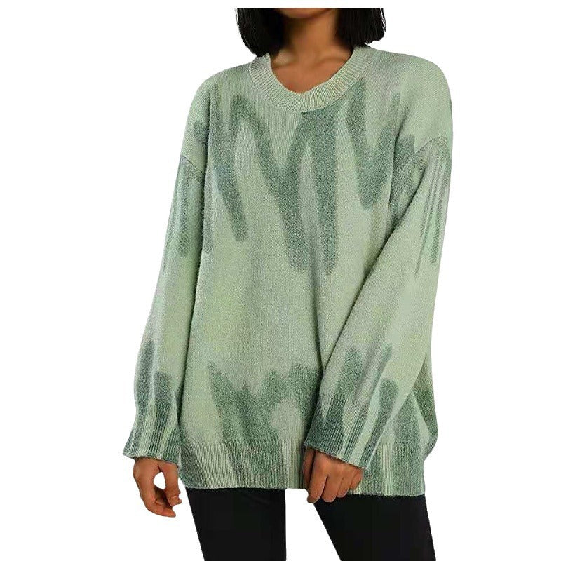 Femme Abstrakt Mønstret Oversized Pullover Stilla