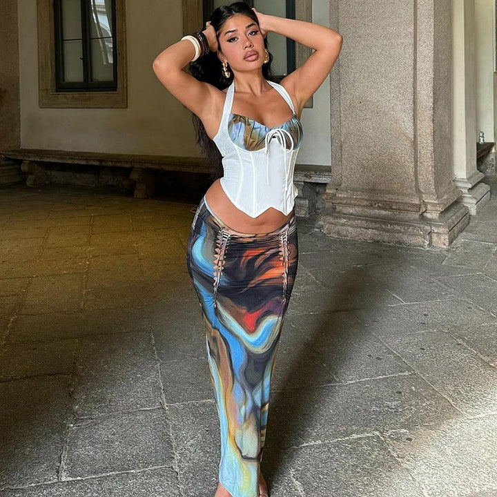 Dame Maxi-kjole med raffineret drapering design og glitrende effekt Stilla