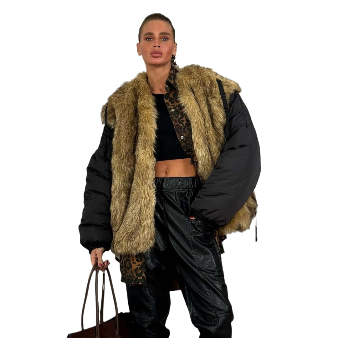 Kvinders fashionjakke med falsk pelskrave Stilla