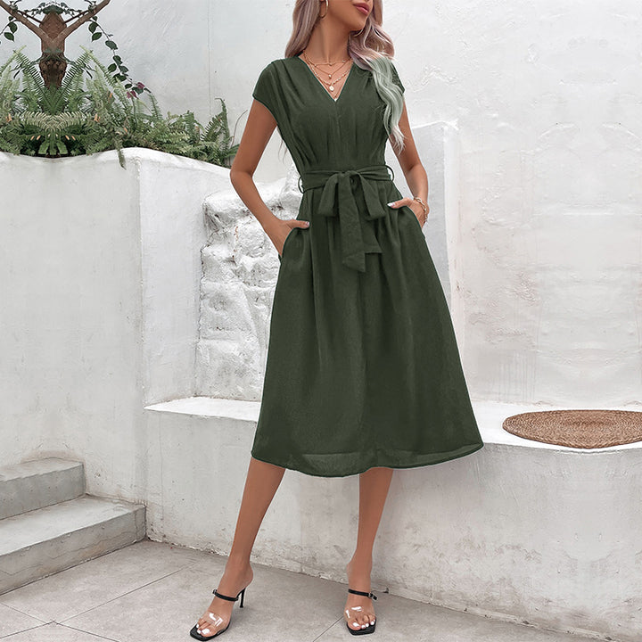 Damer Elegant Taljeret Midi-Kjole Stilla