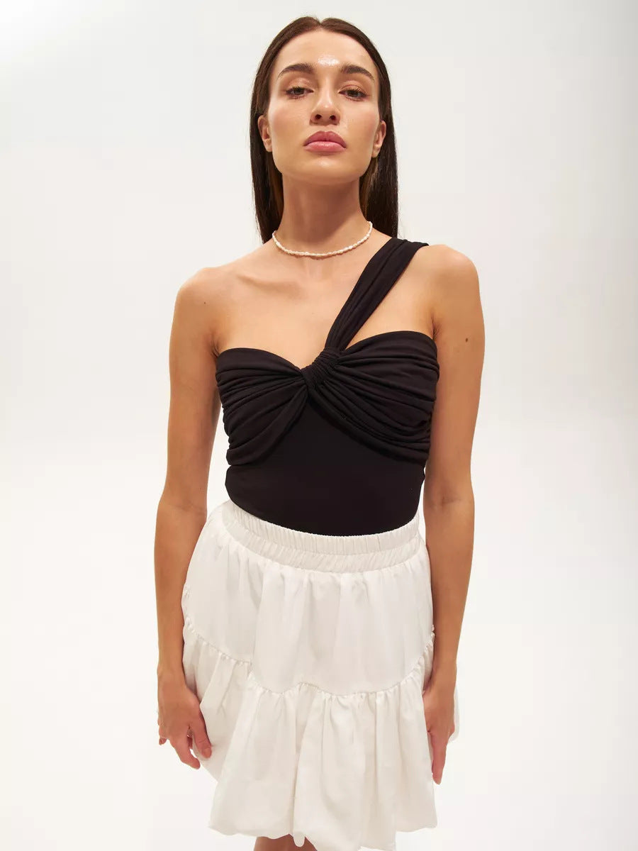Dame grafisk bodysuit med asymmetrisk strop Stilla