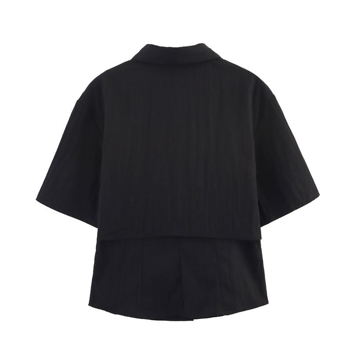 Femme Cropped Button-Down Shirt med Oversized Ærmer Stilla