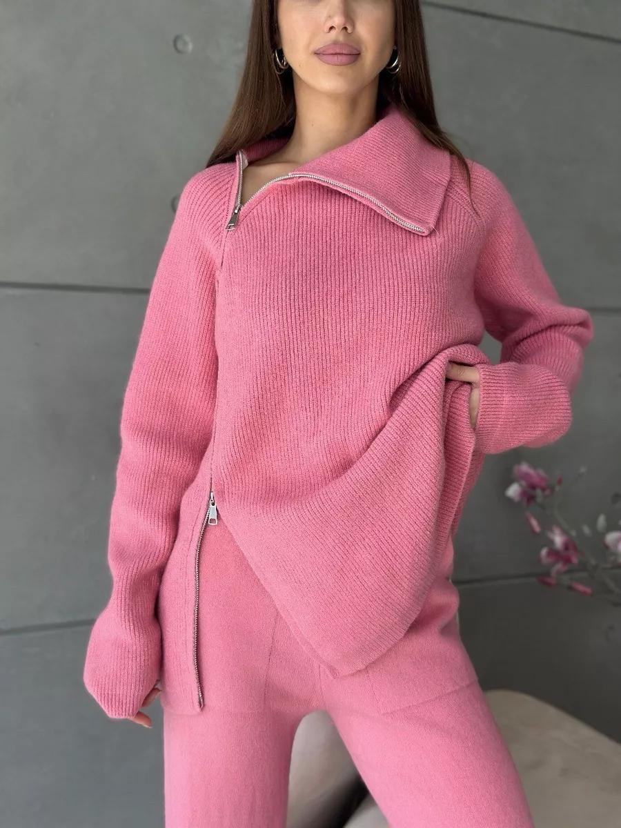 Femme Højkrave Lynlås Strikpullover Stilla