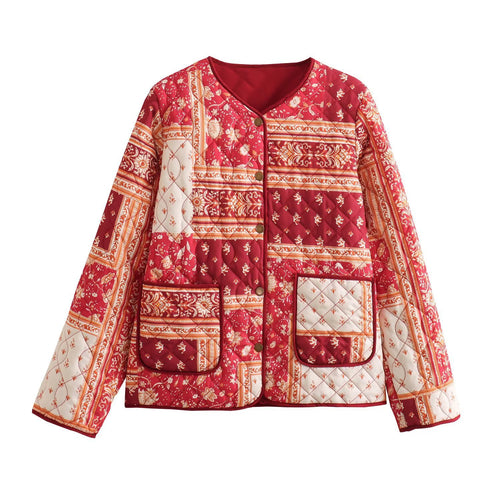 Femme Floral Patchwork Steppjakke Stilla