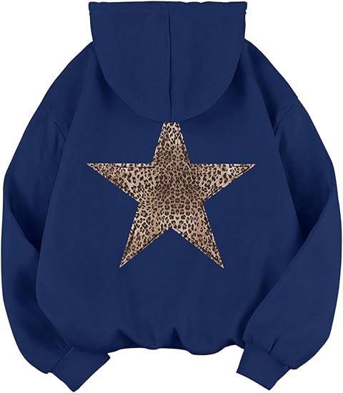 Dame Grafik Hætte-Sweatshirt med Dyreprint Stjerne Design Stilla
