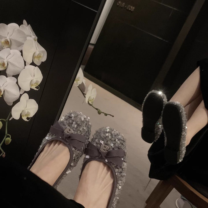 Femme Pailletter-dekoreret Ballerina-flad Stilla