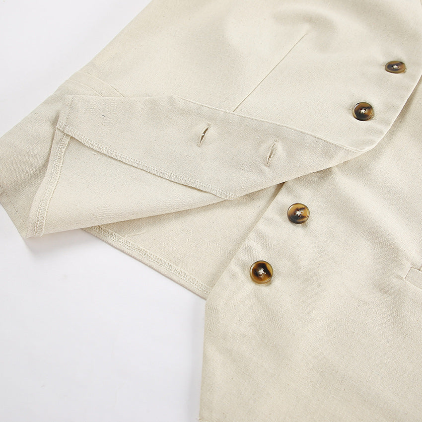 Dame high-tailored vest med elegant knapliste Stilla