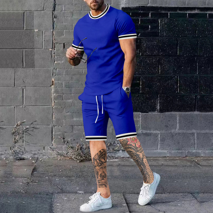 Herre Kortærmet Fritids-Outfit med sporty Kontrastdetaljer Stilla
