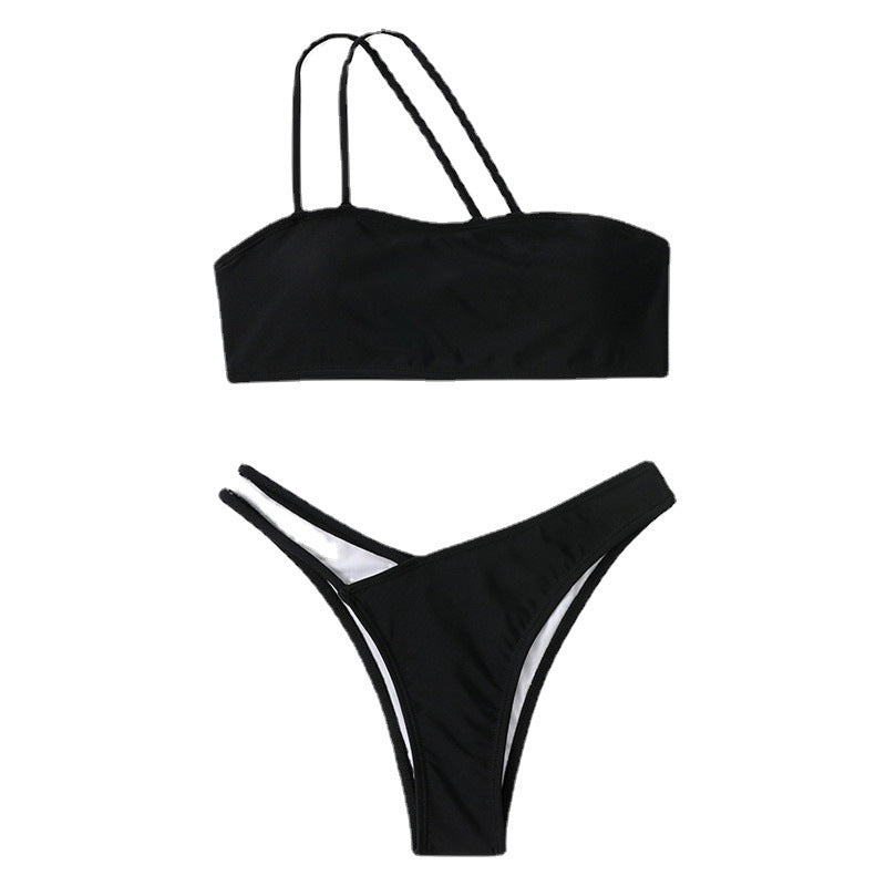 Dame bandeau-bikini med stilige stropper Stilla