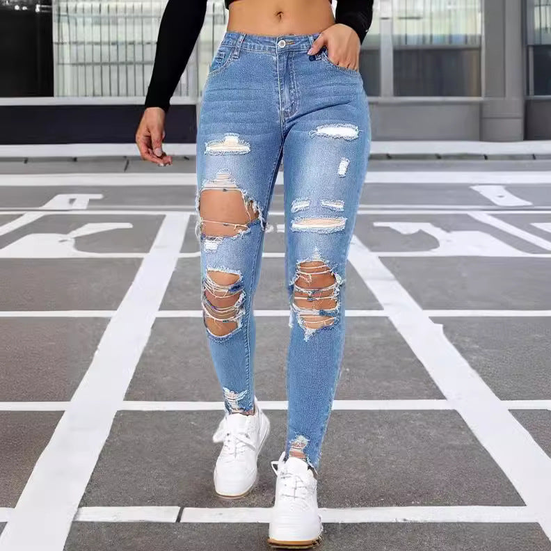Dame Revnet Skinny Jeans med høj talje og trendy design Stilla