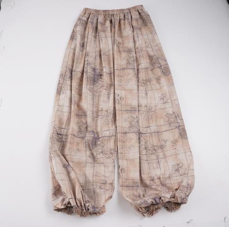 Damers brede Couture-bukser med elegant tryk og elastisk talje Skovae