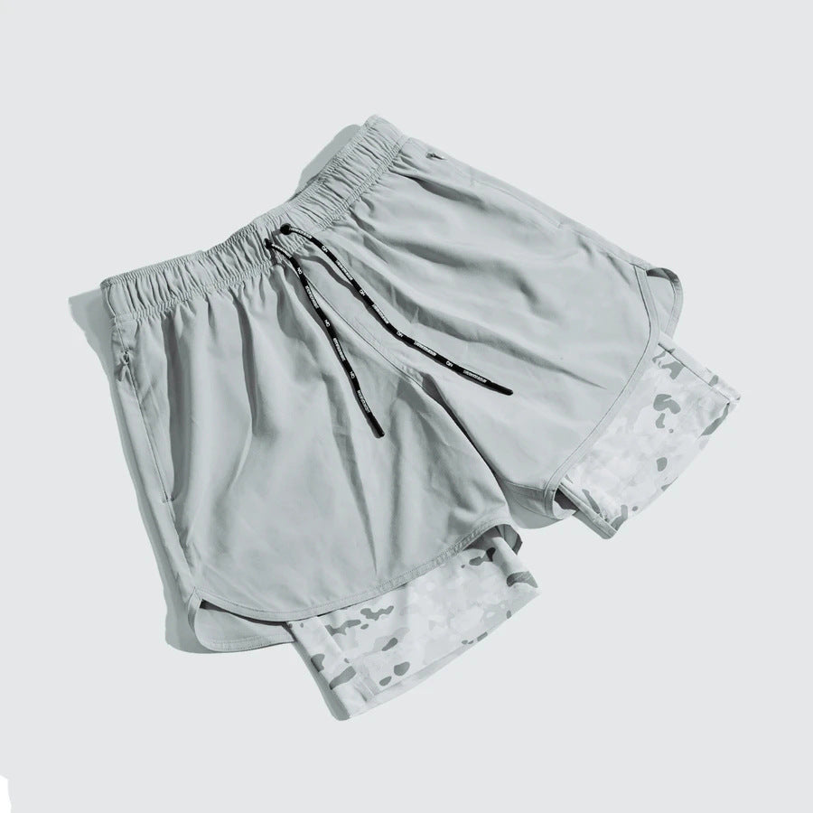 Herrer Åndbare Træningsshorts med indbygget kompressionsundertøj og elastisk talje Stilla
