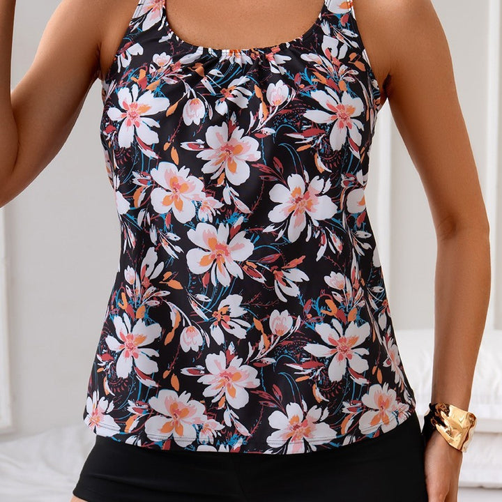 Dame Tankini med justerbare stropper og floral design Stilla