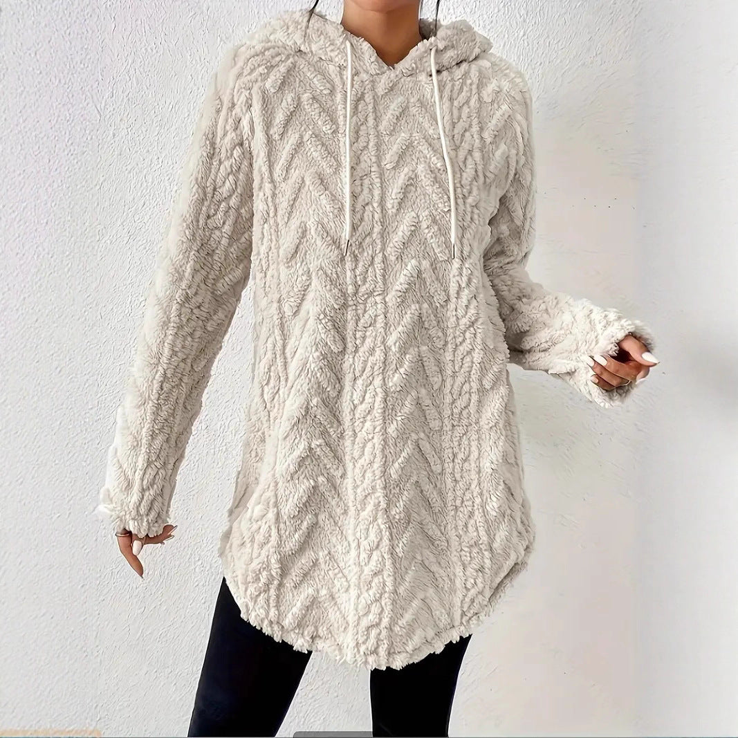 Kvinders hyggelige fleece hoodiejakke med tekstureret ribdesign Stilla