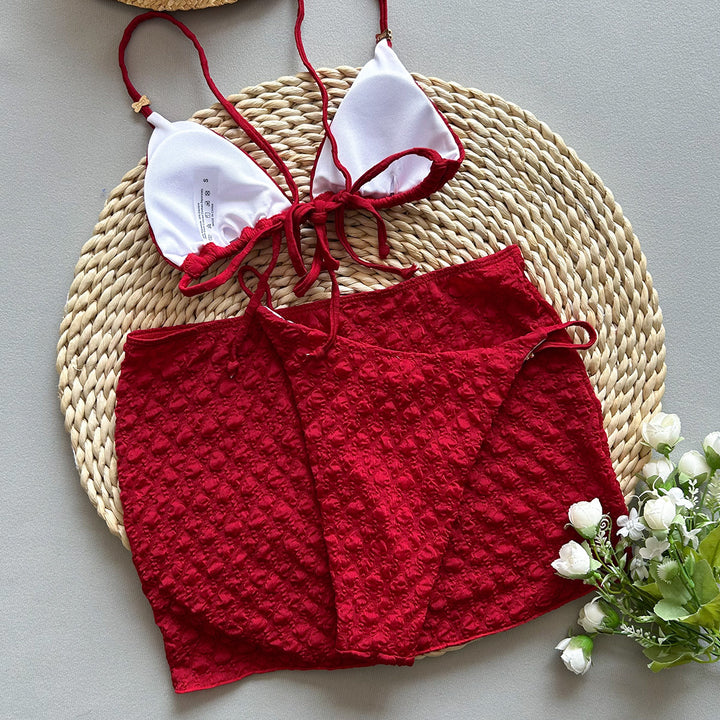 Dame Bikini Sæt med trendy flæse-design og indpakningsskørt Stilla