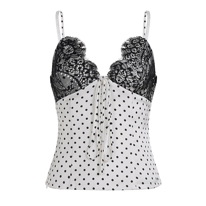 Dame Sexy Spids-top med prikket design Skovae