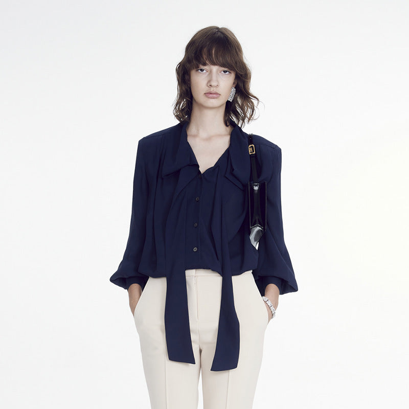 Damer elegant bluse med bælte Stilla